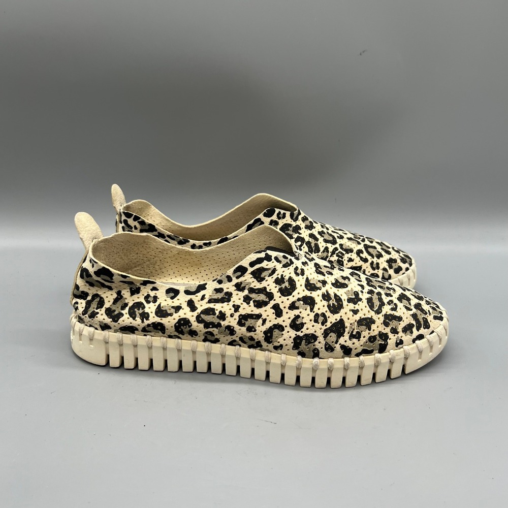 Ilse Jacobsen Shoes Womens 6 Leopard Print Microfiber Tulip Slip On Sneakers